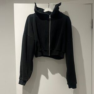 Entire Studios Cropped Black Zip-Up Hoodie